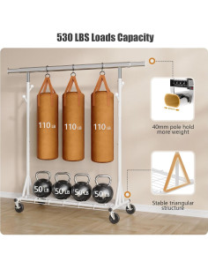 Perchero de Ropa Gewudraw Plegable Ajustable 240 kg Blanco 2