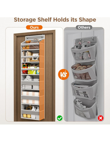 Organizador Colgante Mefirt 6 Estantes Gris para Puerta