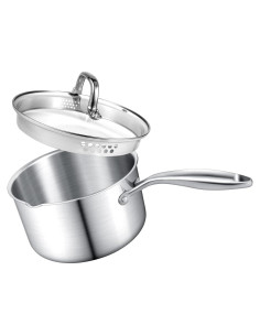 Cacerola de Acero Inoxidable Buttermelt 1.5L con Tapa de Vidrio