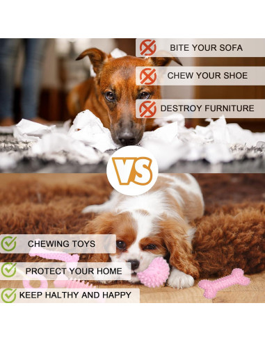 Juguetes para Cachorros CGBD - Paquete de 6 Rosa Masticables