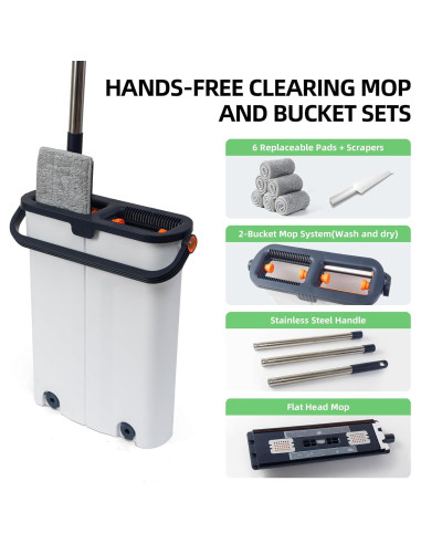 Juego de trapeador y cubo 360 ZJSYJJ con escurridor