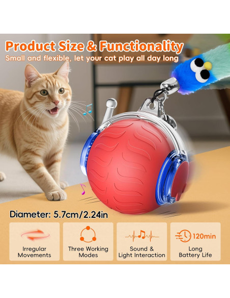 Juguete Interactivo para Gatos UPSKY Bola Eléctrica 5.7cm