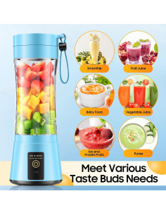 Batidora Portátil YFIXQNSU 380ml Sin Cable Azul - Mezcla Rápida 2