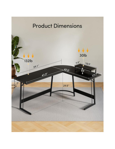 Escritorio de Juego en L CubiCubi 149.86 cm Negro