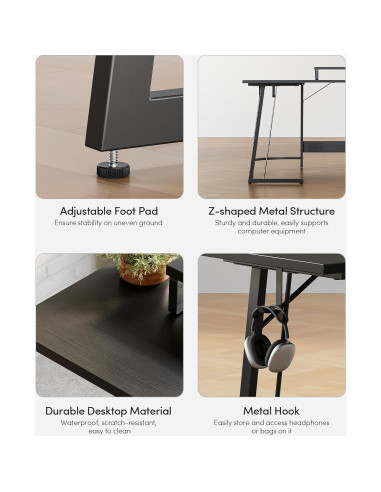 Escritorio de Juego en L CubiCubi 149.86 cm Negro