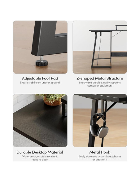 Escritorio de Juego en L CubiCubi 149.86 cm Negro