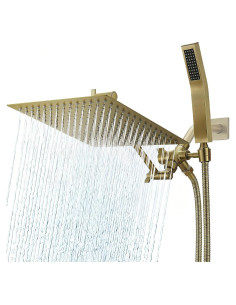 Cabezal de Ducha de Lluvia Psylc 10" Oro Cepillado Doble Alta Presión