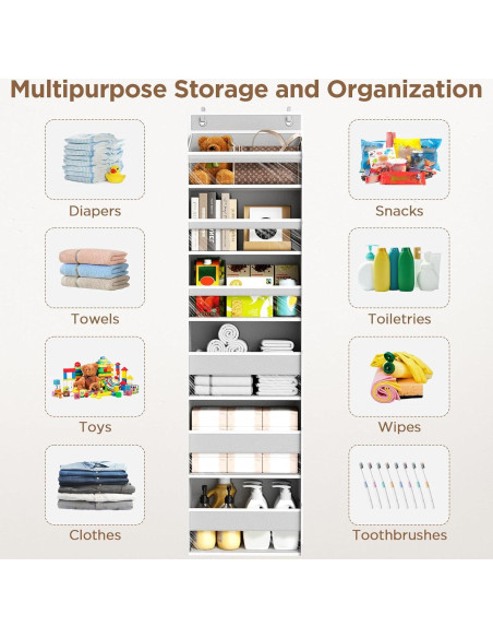 Organizador Colgante Mefirt 6 Estantes Gris para Puerta