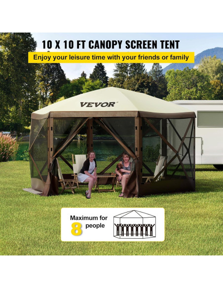 Carpa Plegable VEVOR 3x3m con Ventanas y Estacas para Camping