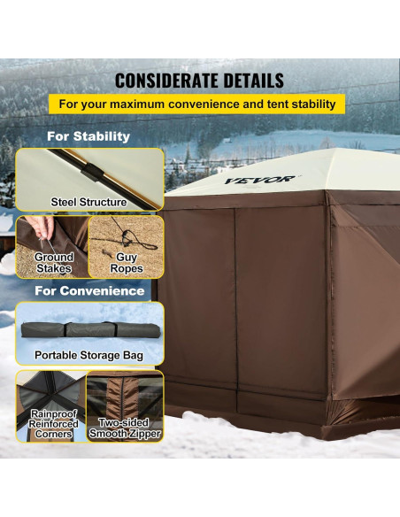 Carpa Plegable VEVOR 3x3m con Ventanas y Estacas para Camping