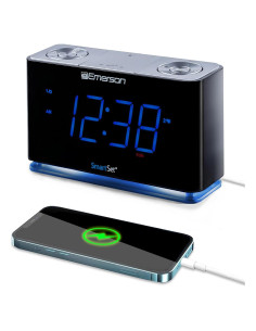 Reloj Despertador Emerson CKS1507 Bluetooth LED USB Negro