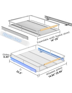 Organizador Expandible de Gabinete jkxoo 2 Paquetes Acero Inoxidable 2