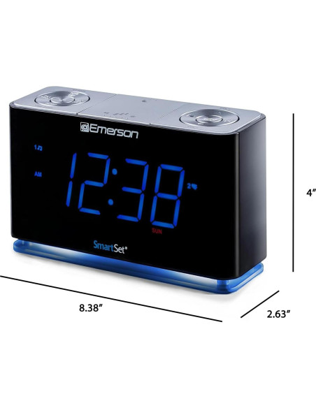 Reloj Despertador Emerson CKS1507 Bluetooth LED USB Negro