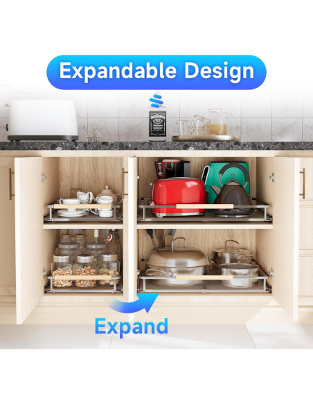 Organizador Expandible de Gabinete jkxoo 2 Paquetes Acero Inoxidable