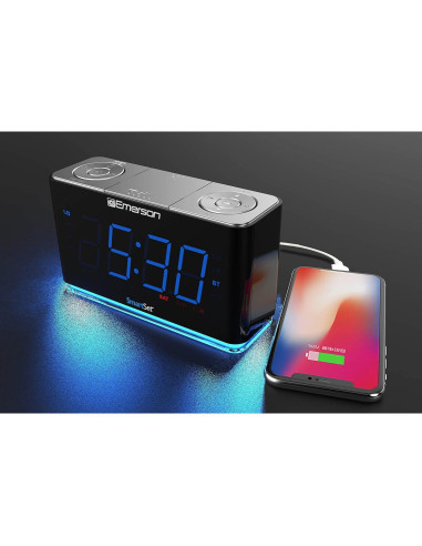 Reloj Despertador Emerson CKS1507 Bluetooth LED USB Negro