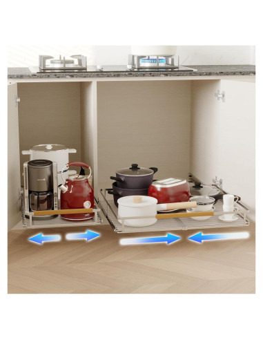 Organizador Expandible de Gabinete jkxoo 2 Paquetes Acero Inoxidable