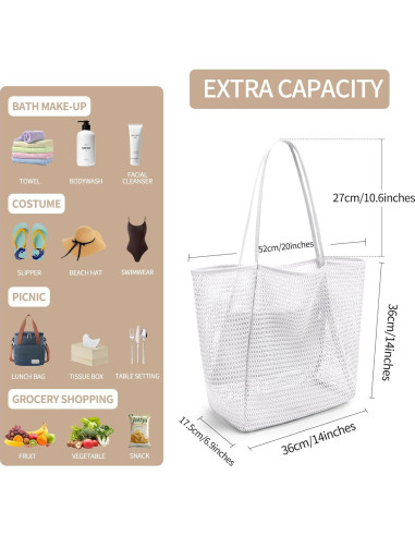 Bolsa de Playa de Malla VOROLO para Mujeres 50.8x39.9cm