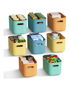 Cajas de Almacenamiento Coloridas BOBIBOSS - Paquete de 8, 24.6x17x14.5 cm