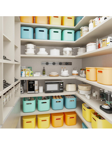 Cajas de Almacenamiento Coloridas BOBIBOSS - Paquete de 8, 24.6x17x14.5 cm