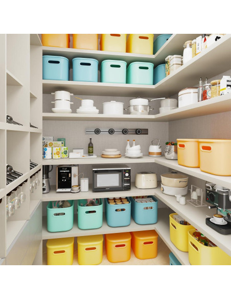 Cajas de Almacenamiento Coloridas BOBIBOSS - Paquete de 8, 24.6x17x14.5 cm