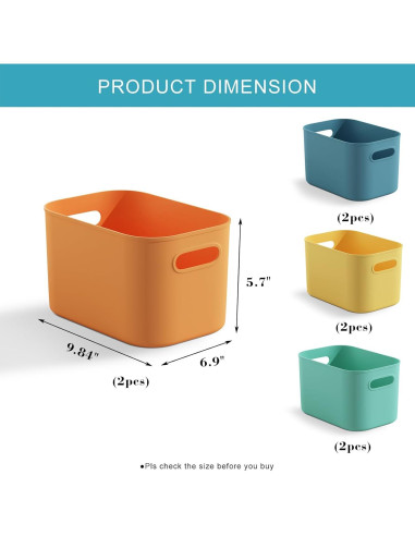 Cajas de Almacenamiento Coloridas BOBIBOSS - Paquete de 8, 24.6x17x14.5 cm
