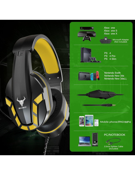 Auriculares Gaming Kikc PS-4 con Micrófono y Control de Volumen
