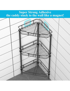 Organizador de Ducha de Pie HuggieGems 3 Niveles Negro 2