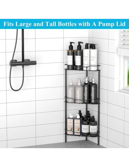 Organizador de Ducha de Pie HuggieGems 3 Niveles Negro