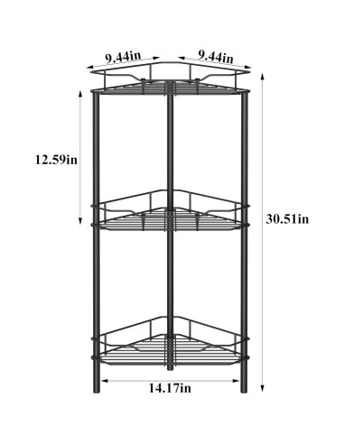 Organizador de Ducha de Pie HuggieGems 3 Niveles Negro