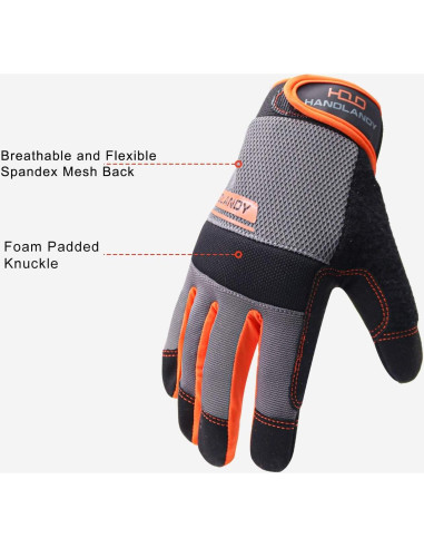 Guantes de Trabajo HLDD HANDLANDY 2X Grande Naranja Táctiles