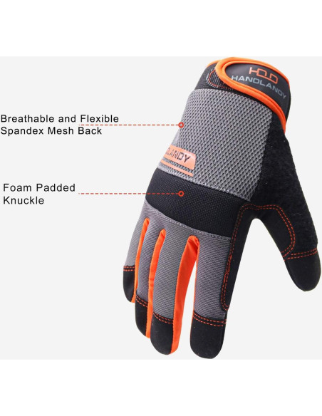 Guantes de Trabajo HLDD HANDLANDY 2X Grande Naranja Táctiles