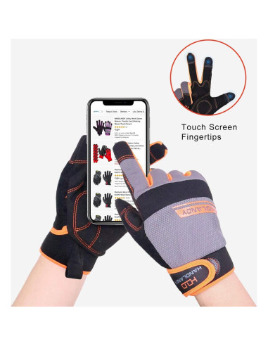 Guantes de Trabajo HLDD HANDLANDY 2X Grande Naranja Táctiles