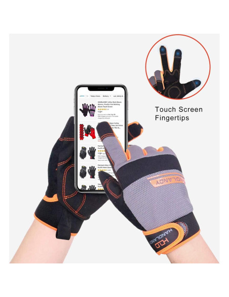 Guantes de Trabajo HLDD HANDLANDY 2X Grande Naranja Táctiles