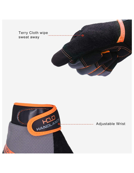 Guantes de Trabajo HLDD HANDLANDY 2X Grande Naranja Táctiles