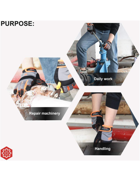 Guantes de Trabajo HLDD HANDLANDY 2X Grande Naranja Táctiles