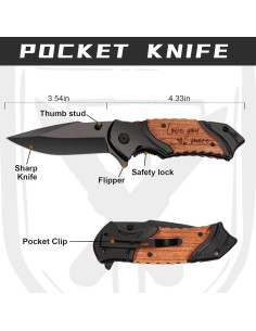 Cuchillo Plegable Grabado Titorld 17.78 cm Mango Madera 2