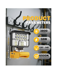 Luz de Trabajo LED LIVOWALNY 38W 3800LM Inalámbrica 20V 2