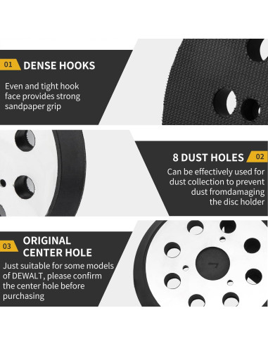 Discos de Lijado 5" Gnellkoor para Lijadora Orbital DeWalt - Paquete de 4