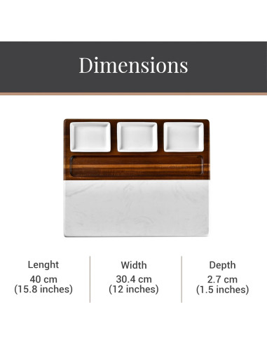 Tabla de Queso Shanik de Madera de Acacia y Mármol 40.6 cm