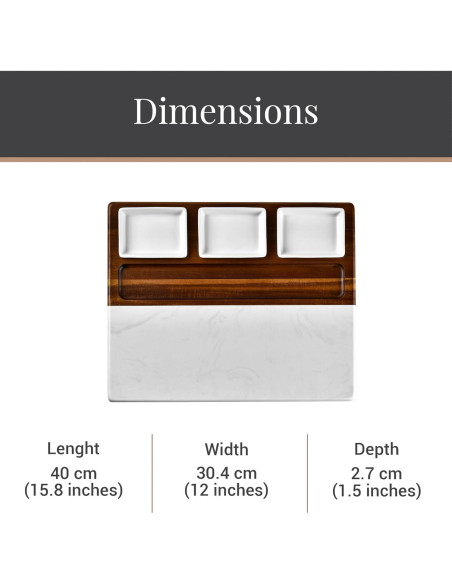 Tabla de Queso Shanik de Madera de Acacia y Mármol 40.6 cm
