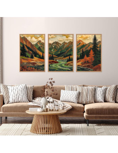 Conjunto de Arte de Pared Abstracto Boho HPINUB 60x90 cm 2