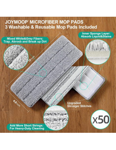 Almohadillas de Mopa Planas JOYMOOP 50 Pcs Microfibra 33x12.4cm 2