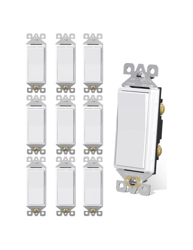 Interruptor de Luz AIDA Un Solo Polo 15A Blanco Brillante (Paquete de 10)