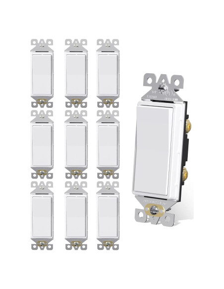 Interruptor de Luz AIDA Un Solo Polo 15A Blanco Brillante (Paquete de 10)