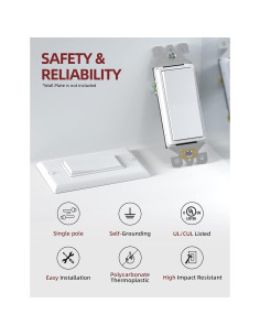 Interruptor de Luz AIDA Un Solo Polo 15A Blanco Brillante (Paquete de 10) 2