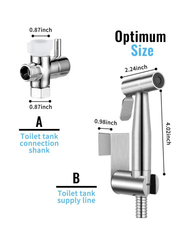 Rociador de Bidet de Mano ZEDAOTC Acero Inoxidable 2 Piezas