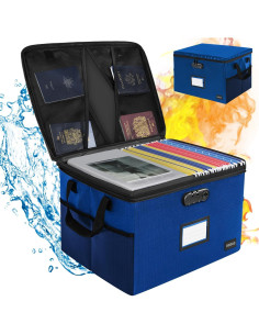 Caja de Archivos DEEGO a Prueba de Fuego 42x33x27cm Azul 2