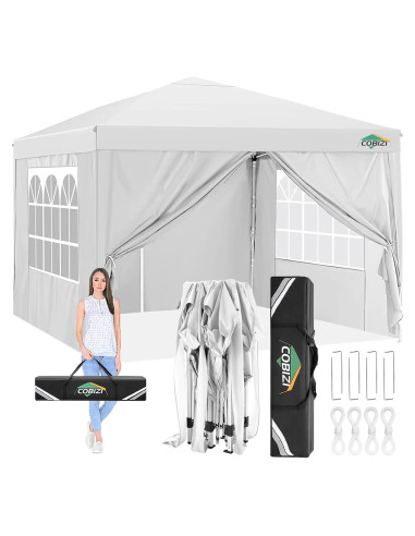 Carpa Plegable COBIZI 3x3m Impermeable con 4 Paredes Laterales
