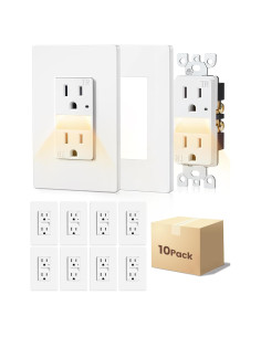 Enchufe SURAIELEC 15A con Luz Nocturna LED 3000K - Paquete de 10