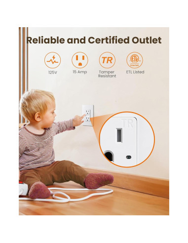 Enchufe SURAIELEC 15A con Luz Nocturna LED 3000K - Paquete de 10